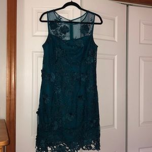 Teal lace cocktail dress